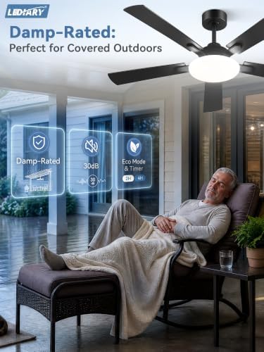 lediary 52 inch ceiling fans with lights dc, view 9