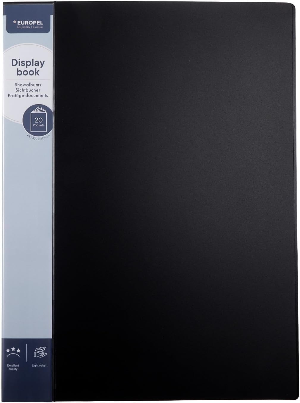 HF2 A3 Display Book Deluxe with 20 Pockets - Black
