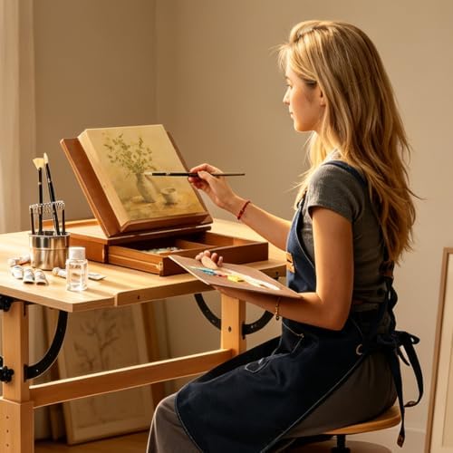 meeden table top easel with drawer: tabletop easel on a desk or shelf