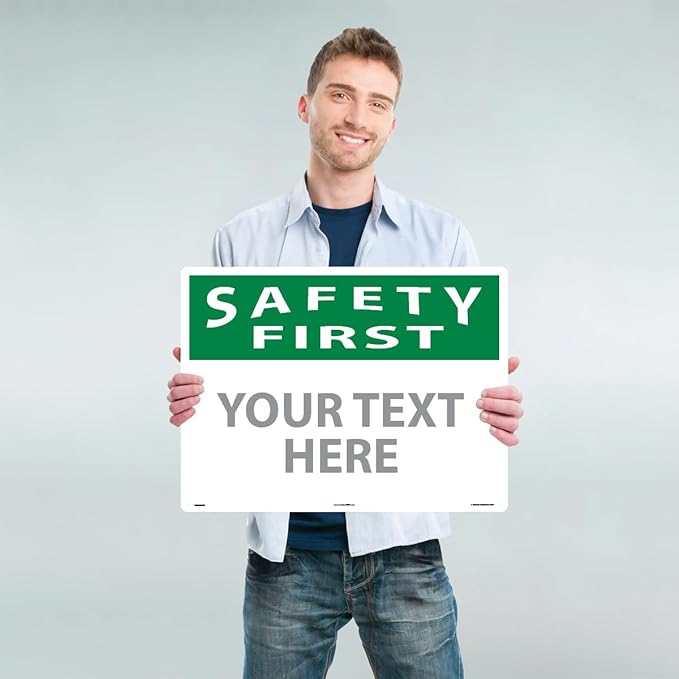 Custom OSHA Style Safety First Sign 18" x 24" Aluminum Sign, Customizable "Your - Image 2