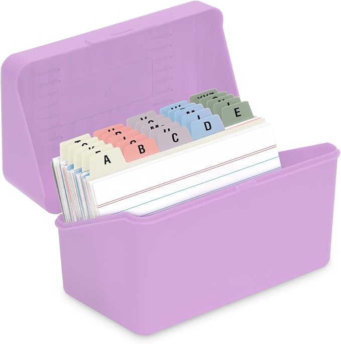 H4D 3x5 Index Card Holder with 100 Heavyweight Ruled Index Cards and 25 Plastic by H4D
