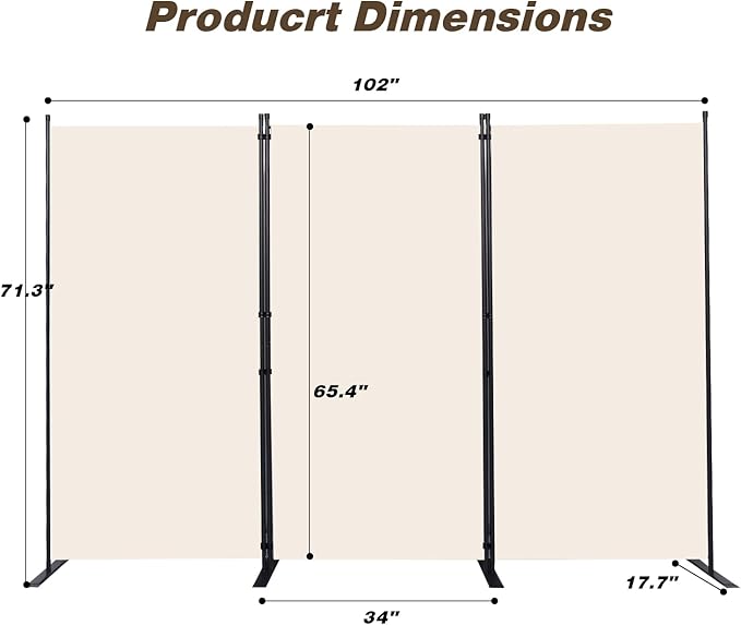 CHOSENM Room Divider, 3 Panel Folding Privacy Screens - Image 2