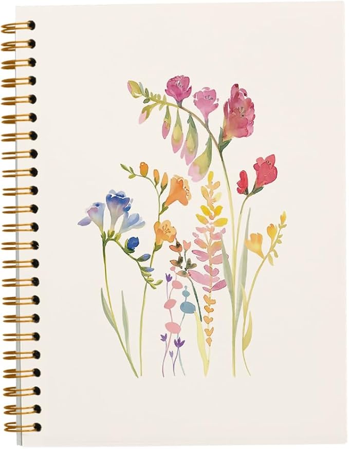 JWVK Vintage Wild Flower Botanical Plant Hardcover Spiral Notebook 5.5x8.3 by JWVK