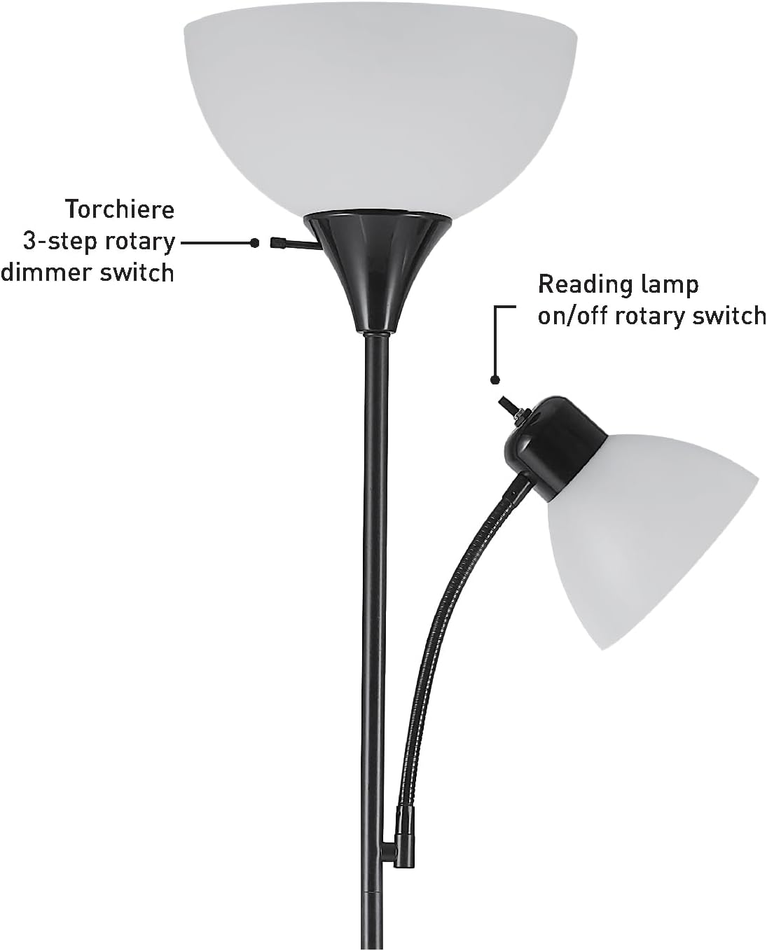 Globe Electric 67135 72" Floor Lamp with Adjustable Reading Light, Brigh...