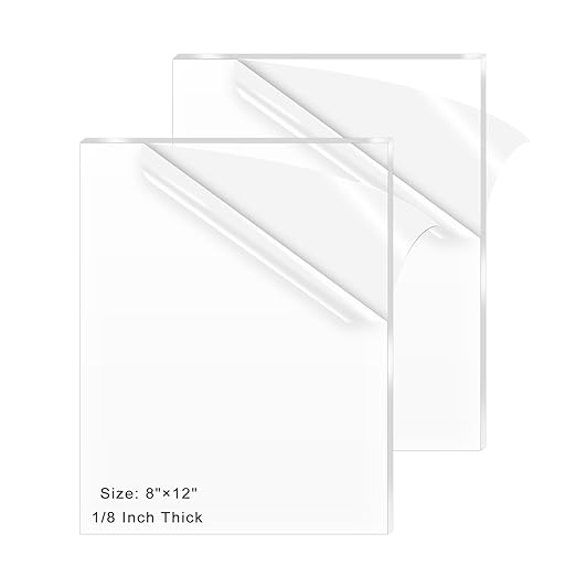 2 Pack 8x12 Inch Acrylic Sheet 1/8" Thick, Cast Acrylic Sheet, by ADTDA