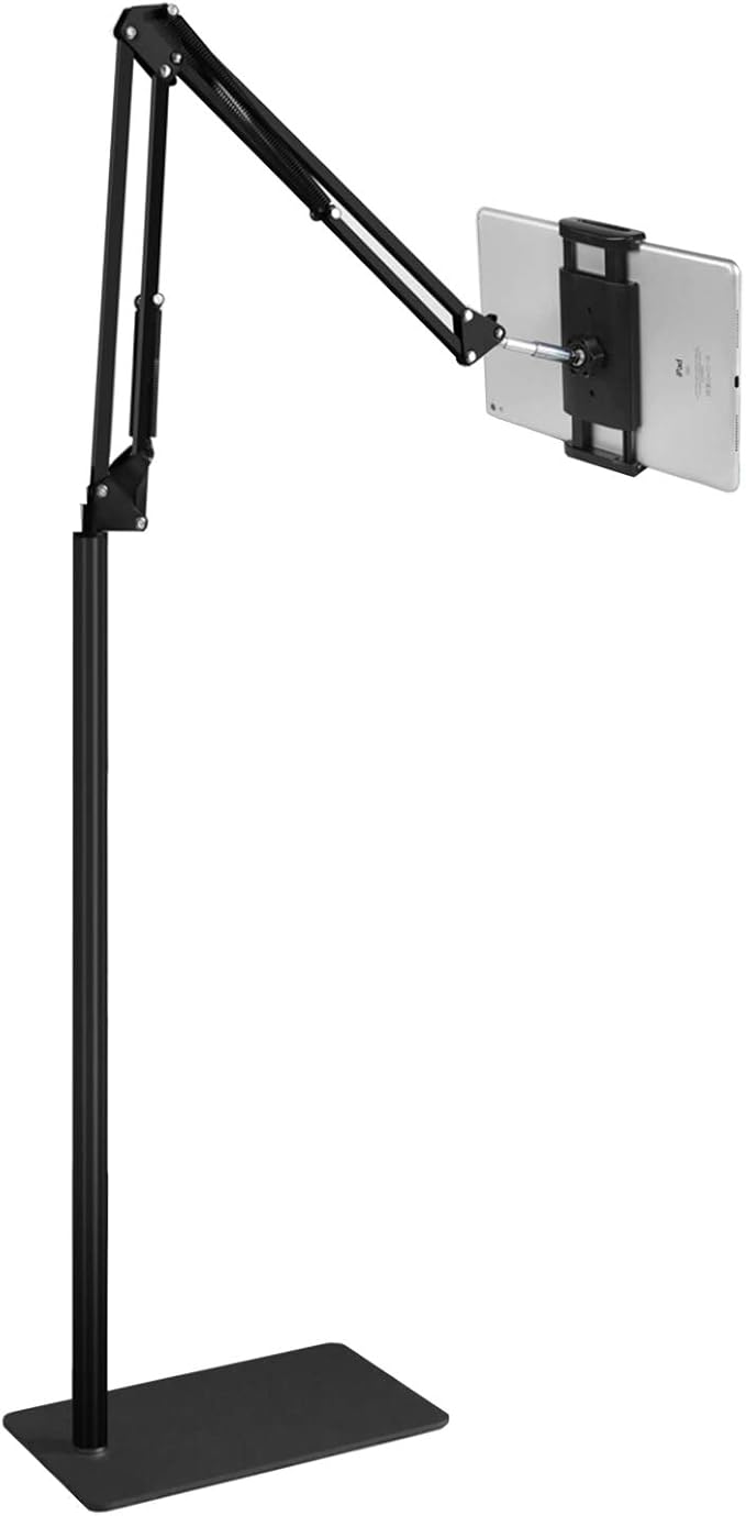 Tablet Floor Stand with 5LB Metal Base, Overhead Bed Phone Stand Angle Height by Elekpopu