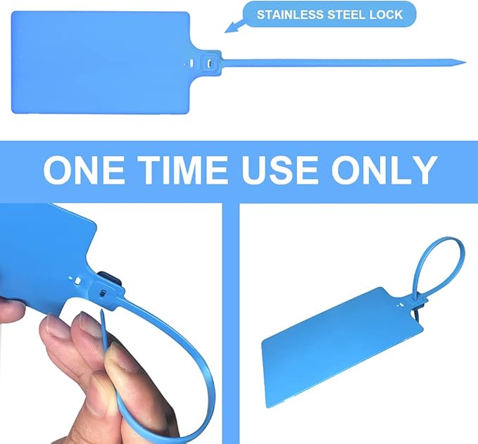 200Pcs Plastic Seals Shipping Label Tags, Writable Marker Big Sign Tie - Image 5
