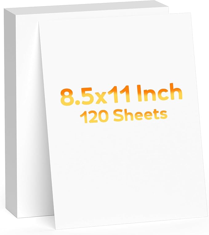 120 Sheets White Cardstock 8.5 x 11, Construction Paper, Cardstock Printer by WelcometoVishoitty