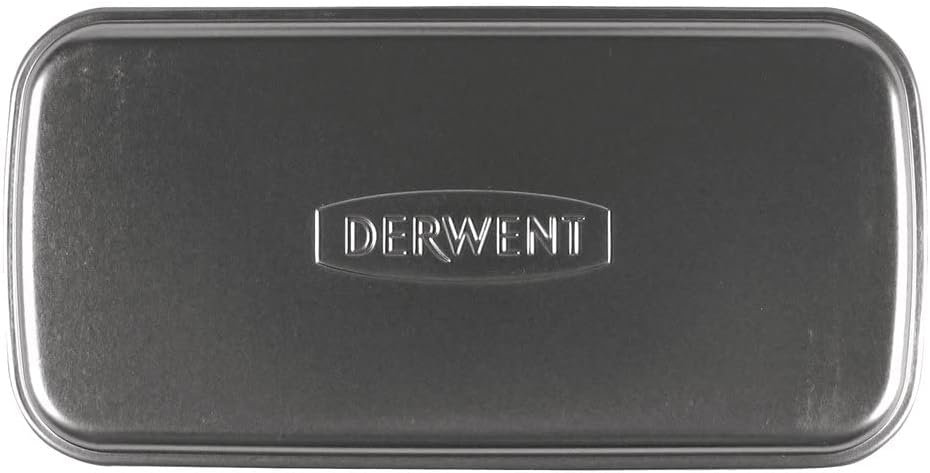 derwent pencil tin, removable tray, 33 count (2300582), close-up detail
