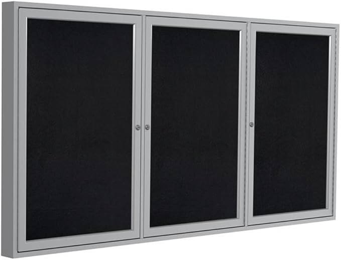 Ghent 48" x 96" 3-Door indoor Enclosed Recycled Rubber Bulletin Board, Shatter by Ghent