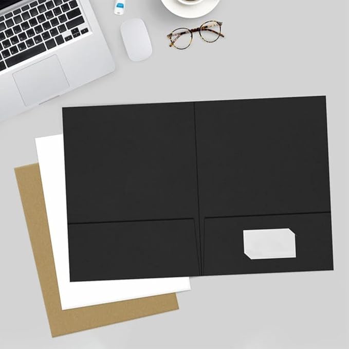 LUXPaper 9" x 12" Presentation Folders | Two Pocket | Midnight Black | 100lb. - Image 6