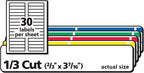 Avery 5266 Permanent Filing Labels, 1/3 Cut, 750/PK, RD/BE/GN/PE/YW