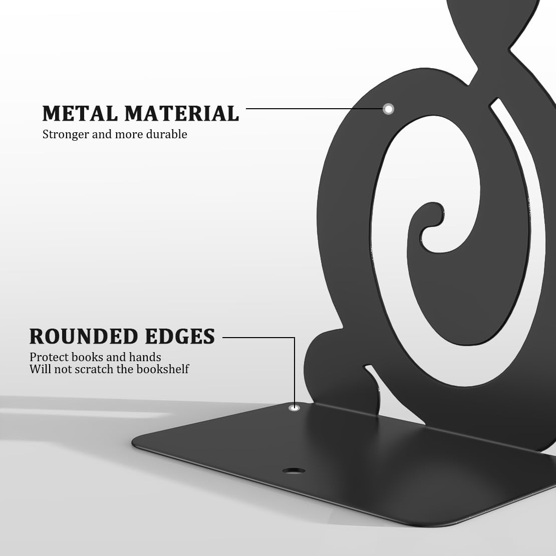 Book Ends, Metal BookEnds Heavy Duty bookend (Black 1 Pair)