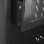 American Furniture Classics OS Home and Office Framed Glass Doors and Drawer in Black Kitchen Buffet with Hutch