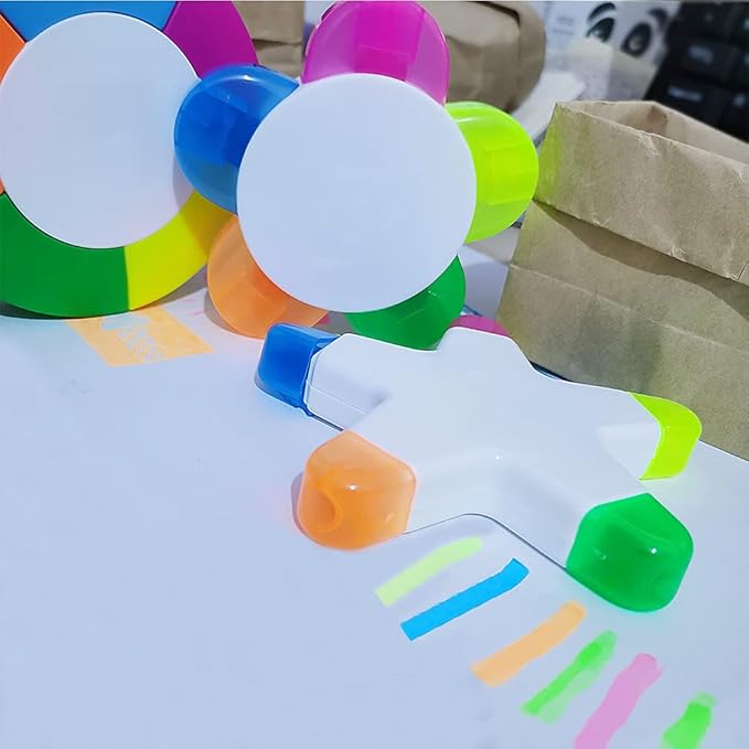 SunAngel 3 Pack Fluorescent Highlighter Pens Petals, Star Flower & Round Shape - Image 3
