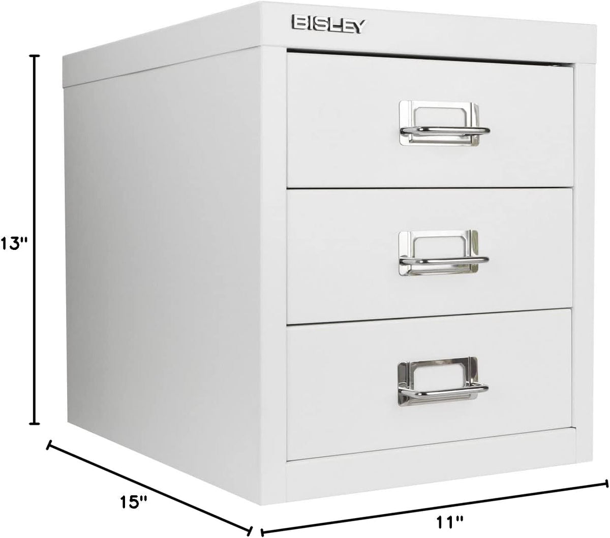 Bisley 3-Drawer Steel MultiDrawer Cabinet - Traffic White