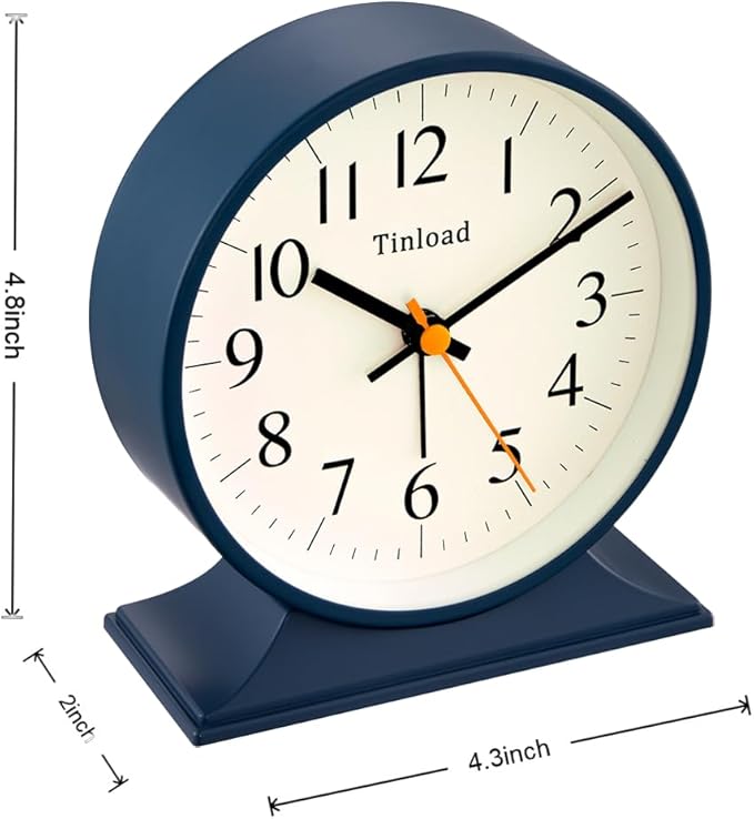 4.5"Retro Analog Alarm Clock, Vintage decor, Super Silent Non Ticking Small - Image 4