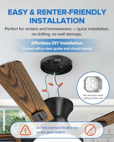 ume 52" ceiling fan with lights, remote control on a desk or shelf