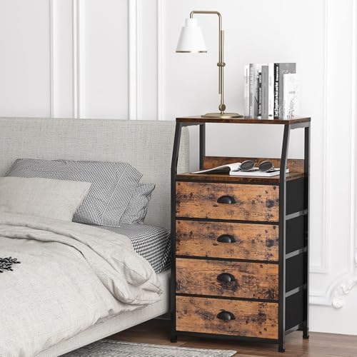 Furnulem Night Stand, Tall 4 Drawers Dresser - Image 2