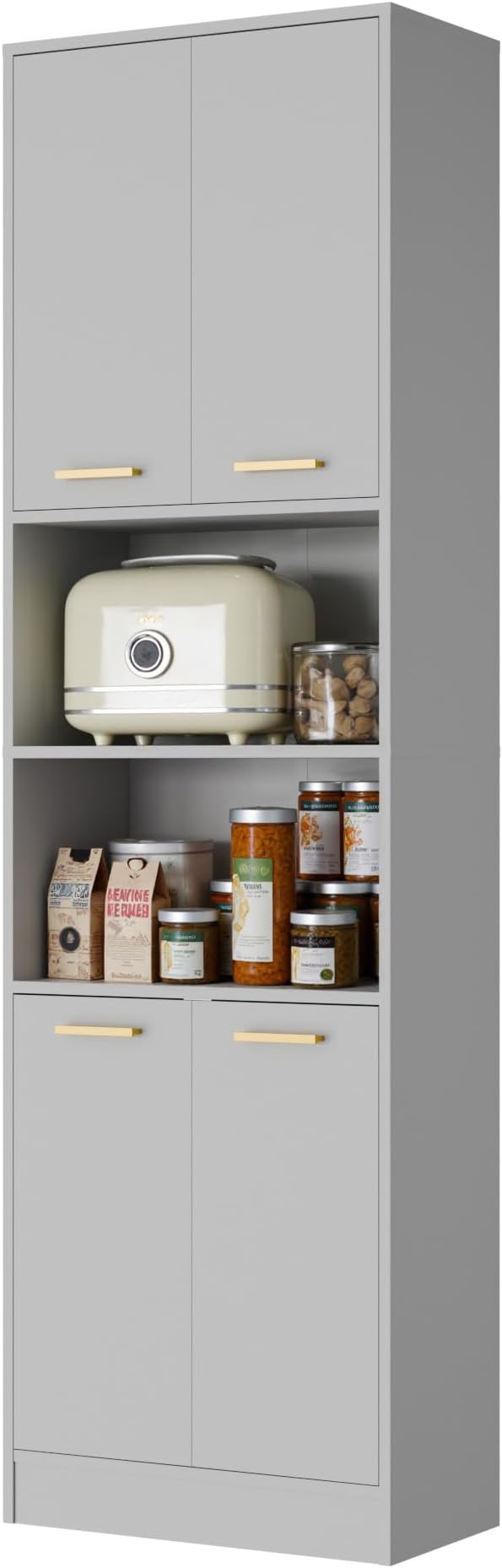 Cozy Castle Kitchen Pantry Cabinet, 4 Doors Open Countertop Utility Hutch - Image 9