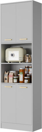 Cozy Castle Kitchen Pantry Cabinet, 4 Doors Open Countertop Utility Hutch - Image 9