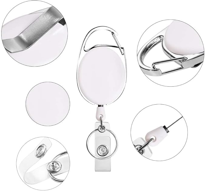 Retractable Badge Holder with Carabiner Reel Clip and Key Ring - Image 9