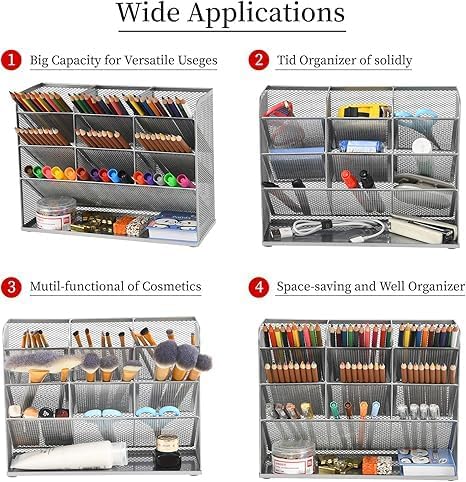 Marbrasse Mesh Desk Organizer, Desktop Stationary Organizer, Storage Rack - Image 4