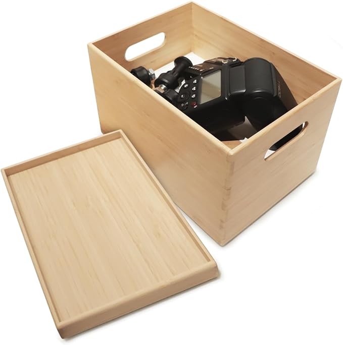 BAMOTTO Lidded Bamboo Storage Bins & Box/Cube/Basket, Home Kitchen and Office by BAMOTTOCRAFTBAMBOO