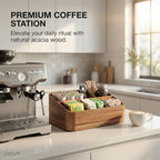 dstuff acacia wood coffee station organizer for countertop showing dimensions