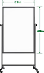 Rolling Whiteboard on Wheels, 32x48 Inches Double-Sided Magnetic Dry Erase Board - Image 2