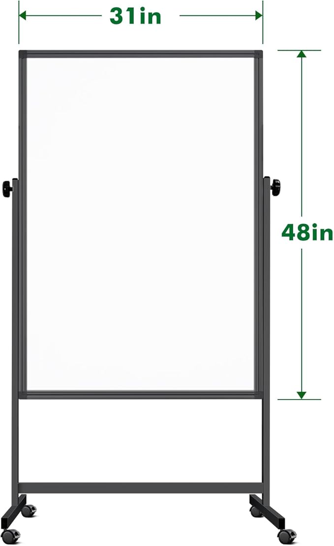 Rolling Whiteboard on Wheels, 32x48 Inches Double-Sided Magnetic Dry Erase Board - Image 2