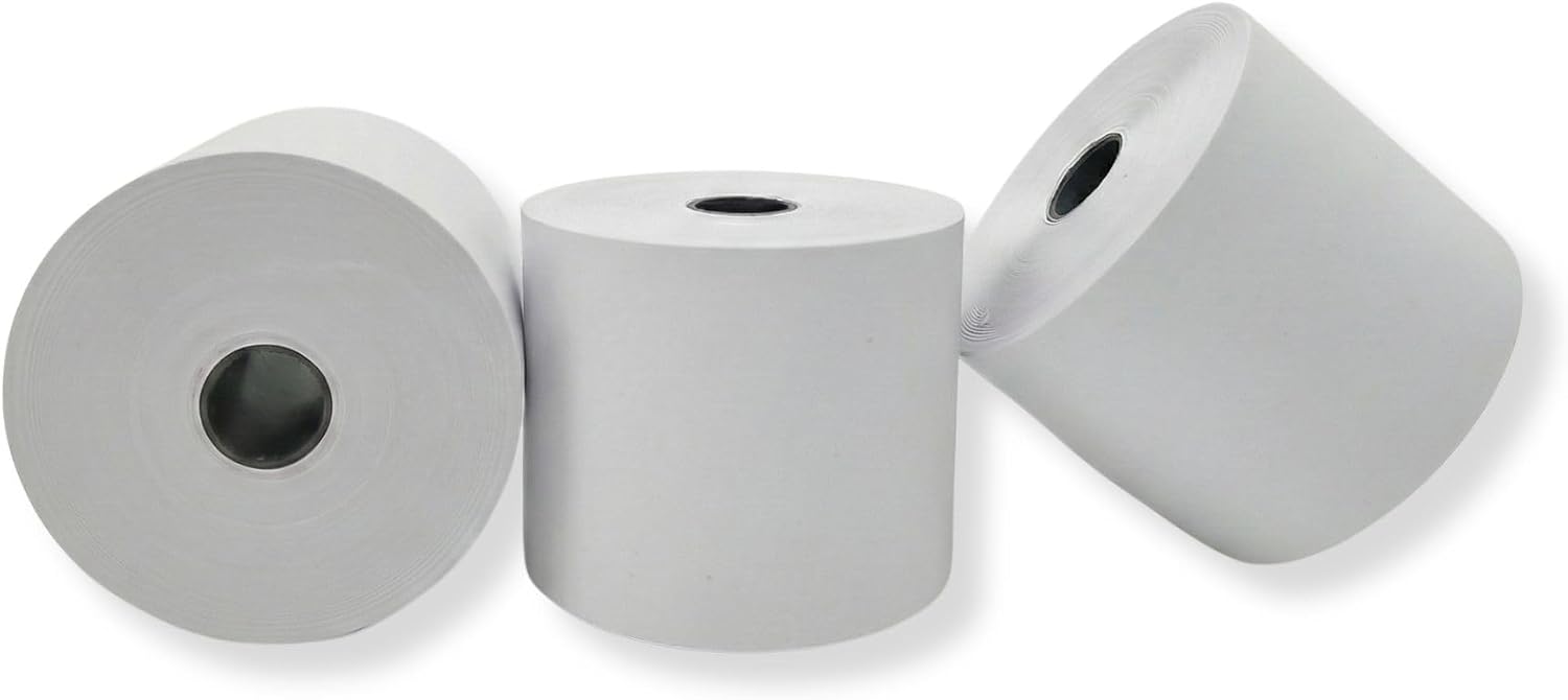 2 1/4" x 150' White Adding Machine Paper Rolls – One Ply Register/Calculator/10-Key Paper for Printing Calculators and Registers – 16 Rolls
