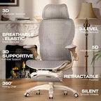 elabest x100 ergonomic mesh office chair with footrest, close-up detail