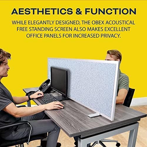 OBEX Acoustical Free Standing Privacy Screen, Cubicle Accessories Desk Privacy - Image 2