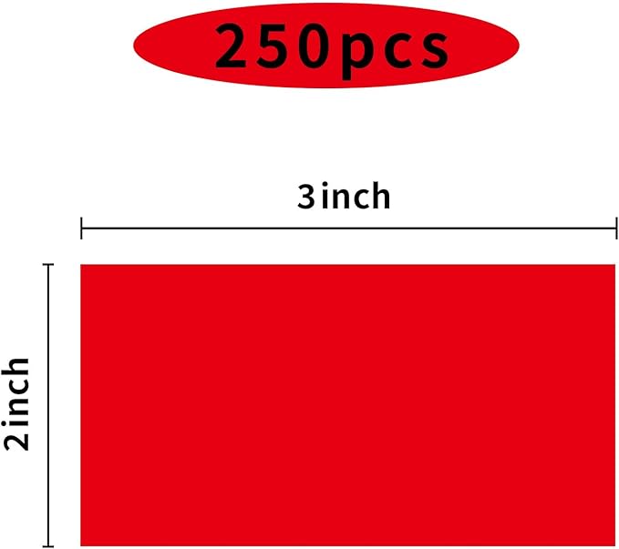 STARLIBOO 250 Red 2*3 Inch Rectangle Removable Writable Color Coding Labels - Image 2