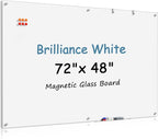 MaxGear Glass Whiteboard Tempered Magnetic Dry Erase Board 72 x 48 Inch Ultra by MaxGear