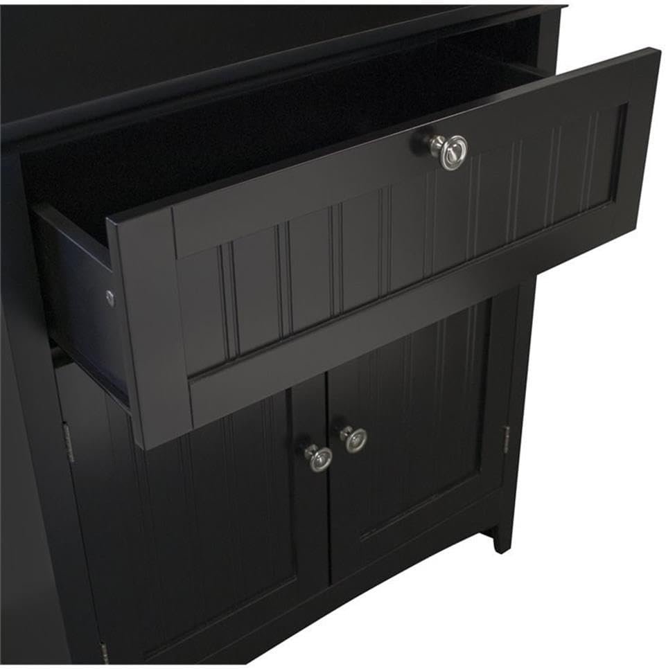 American Furniture Classics OS Home and Office Framed Glass Doors and Drawer in Black Kitchen Buffet with Hutch