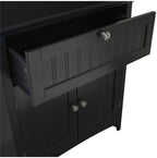 American Furniture Classics OS Home and Office Framed Glass Doors and Drawer in Black Kitchen Buffet with Hutch