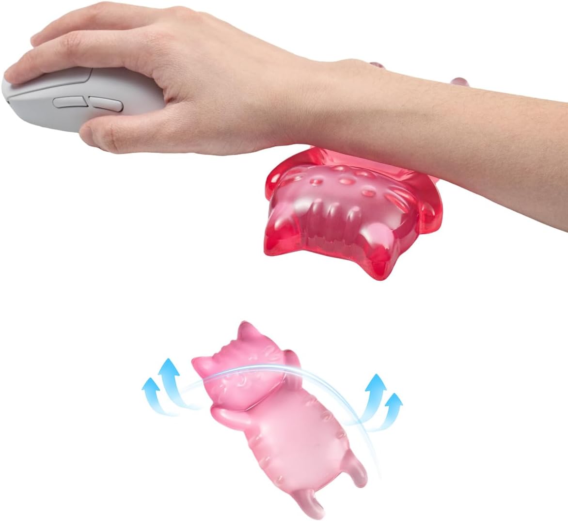 Ergonomic Gel Mouse Wrist Rest, Clear Cute Cat Mouse Wrist Rest | Pink Gradient Cat Wrist Pad for Mouse, Comfort & Support for Typing and Gaming