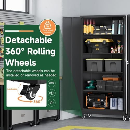 letaya metal garage storage cabinets with wheels,steel tool on a desk or shelf