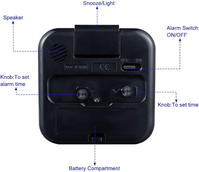 Tinload Small Battery Operated Analog Travel Alarm Clock Silent Non Ticking - Image 5