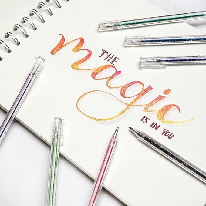 Grabie Capped Glitter Gel Pens 18 Colors, Metallic Vibrant Sparkle Gel Pens - Image 4
