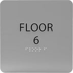 Grey w/Black ADA Floor 6 Sign by ADACentralSigns