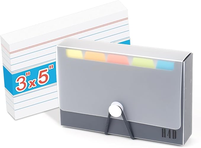 H4D 3x5 Index Card Case with 100 Heavyweight Ruled Index Cards and Dividers by H4D