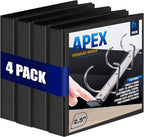4 Pack of 2.5” Smooth Opening Angle D-Ring View Black Binders, Professional by Unknown