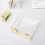 NatSumeBasics Gold Sticky Note Holder Clear Acrylic Yellow Post Note Pad Holders Memo Dispenser Case for Desk Office School Aesthetic Supplies Accessories (Pure Gold)
