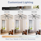 60 inch smart ceiling fan, silver indoor/outdoor ceiling, front angle view