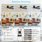 depuley modern ceiling fan with light: 42-inch black, side view