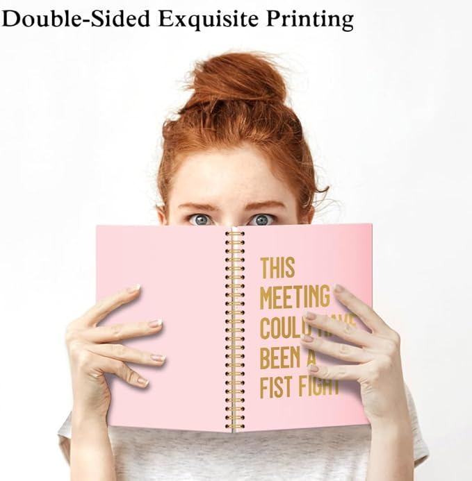 XQLZY This Meeting Could Have Been A Fist Fight Pink Gold Spiral Notebook - Image 3