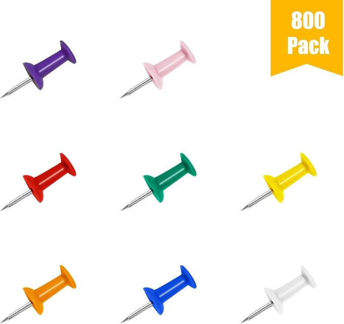 JIKIOU 800 Count Assorted Colors Push Pins - Image 7